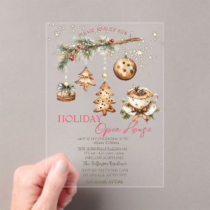 Tree Branch,Ornaments,Coffee,Stars Open House Acrylic Invitations