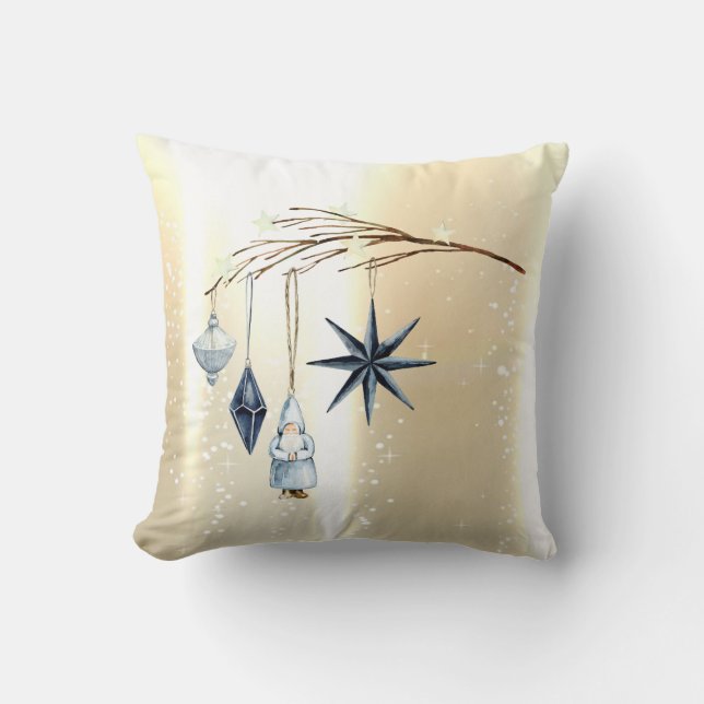Tree branch Ornaments Gold Cushion (Front)