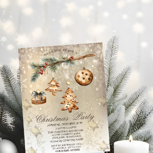 Tree Branch,Ornaments,Stars Gold  Invitation