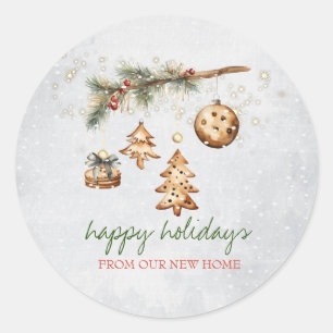 Tree Branch,Ornaments,Stars Holiday  Classic Round Sticker