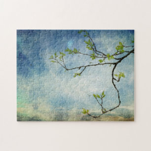 Tree Branch Over Textured Sky Jigsaw Puzzle