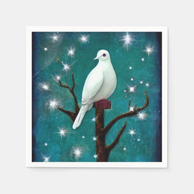 Tree Branch White Peace Dove Napkin (Front)