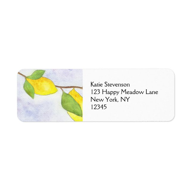 Tree Branch with Lemons and Leaves in Watercolor (Front)