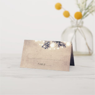 Tree Branches and String Lights Rustic Wedding Place Card