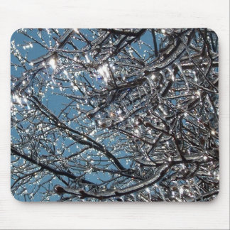 Tree branches covered in ice mouse mat