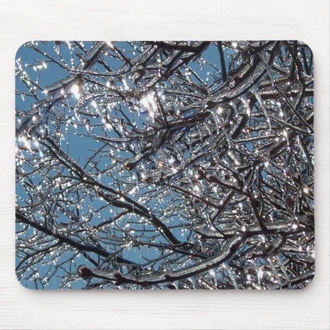 Tree branches covered in ice mouse mat (Front)