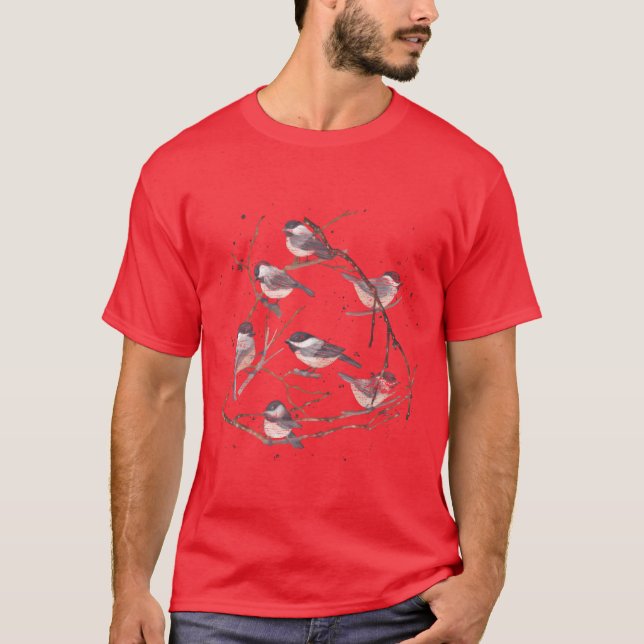 Tree Branches Nature Animal Birds Chickadee gift T-Shirt (Front)