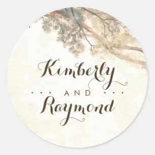 Tree Branches Rustic Wedding Classic Round Sticker