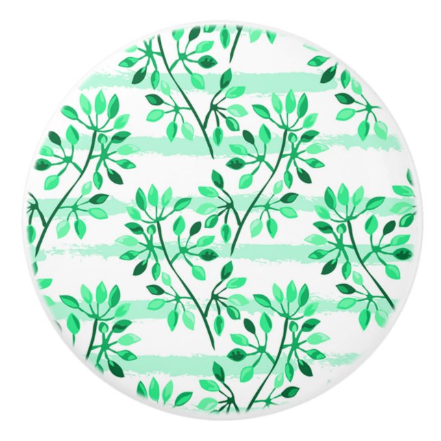 Tree branches with leaves ceramic knob (Front)