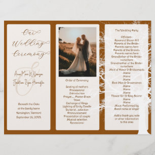 Tree Brown Tri-Fold Wedding Program Template