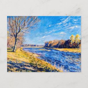 Tree by a Quiet Spring River Holiday Postcard