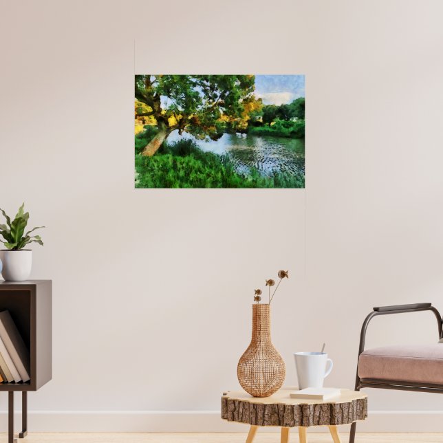 Tree by lake in spring poster (Living Room 3)