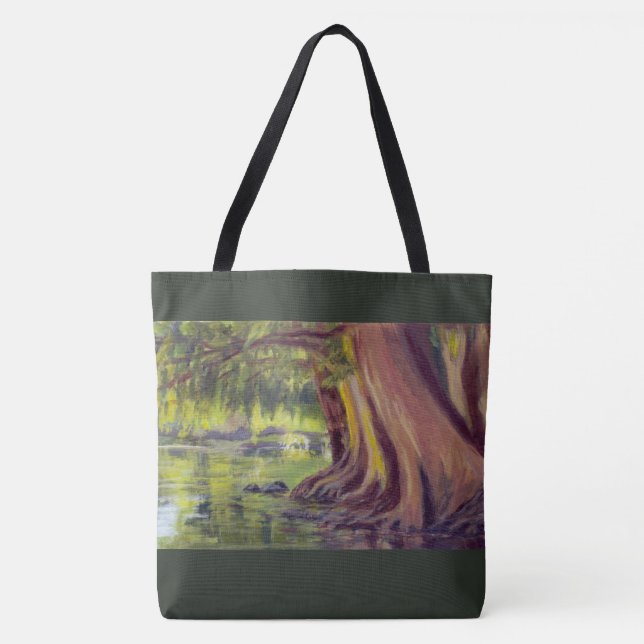 Tree by Still Waters—Green on Top and Bottom Tote Bag (Front)