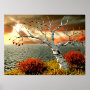 Tree by the Ocean Poster