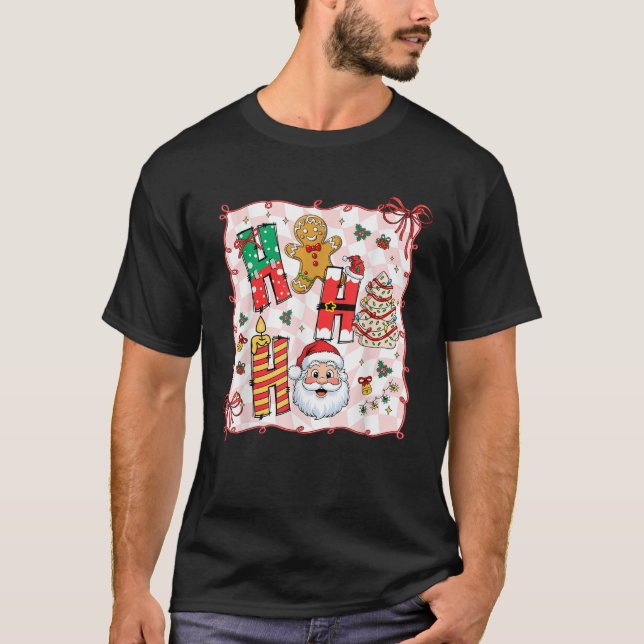 Tree Cake Gingerbread Christmas Ho Ho Funny Santa  T-Shirt (Front)