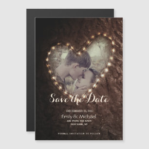 Tree Carved Heart Rustic save the date photo card