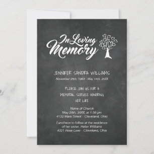 Tree & Chalkboard   In Loving Memory Invitation