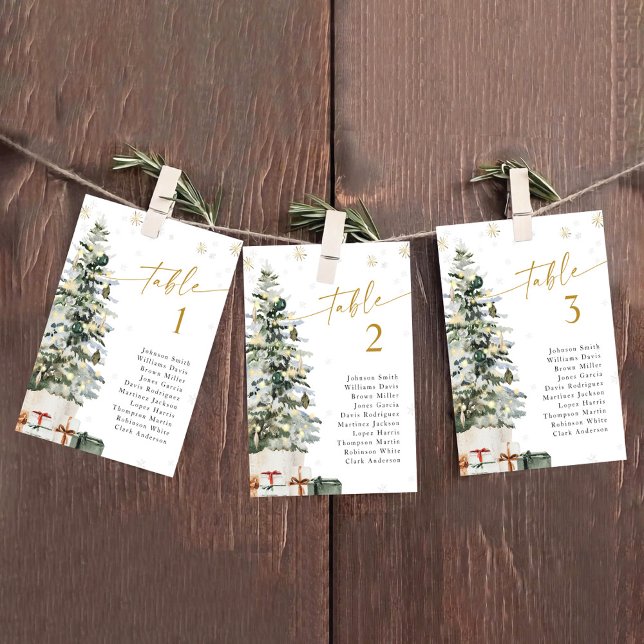 Tree Christmas Wedding Seating Chart Table Card (Creator Uploaded)