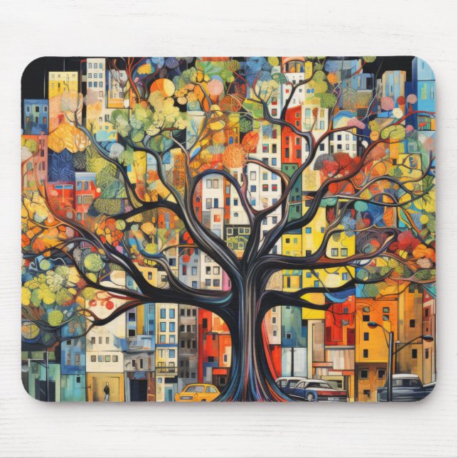 Tree Civilisation Concept Abstract Colourful Paint Mouse Mat (Front)