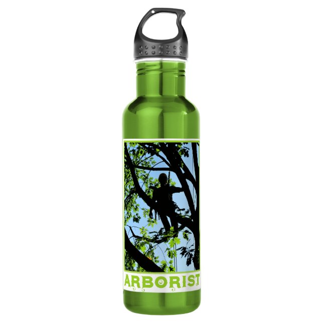 Tree Climber Silhouette: Arborist 710 Ml Water Bottle (Front)