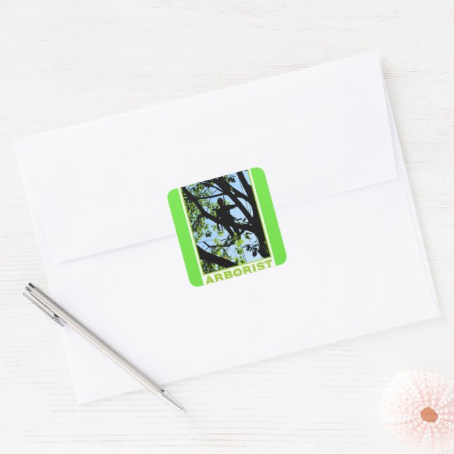 Tree Climber Silhouette: Arborist Square Sticker (Envelope)