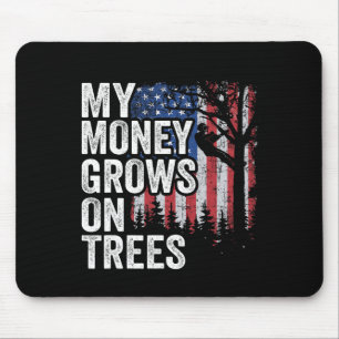 Tree Climbing American Flag Arborist My Money Grow Mouse Mat