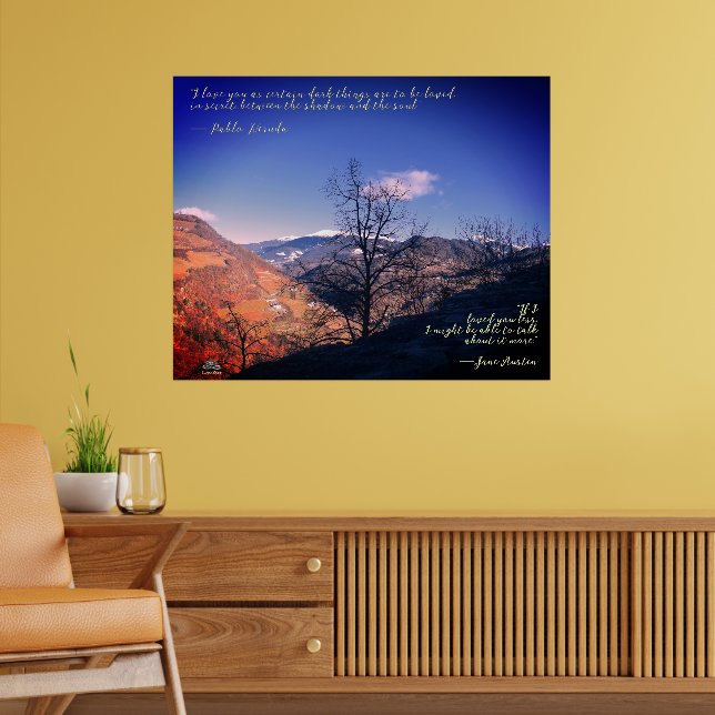 Tree, cloud, mountains with quotes Poster (Living Room 2)