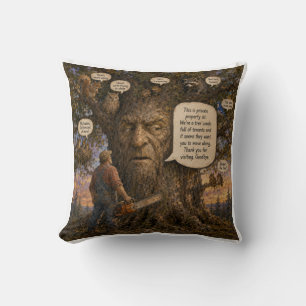Tree Condo Tenants Cartoon – Nature Speaks Up! Cushion