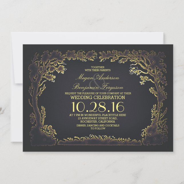 tree couple rustic vintage wedding invitations (Front)