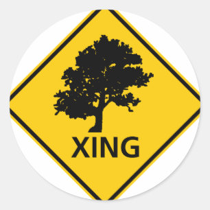 Tree Crossing Highway Sign Classic Round Sticker
