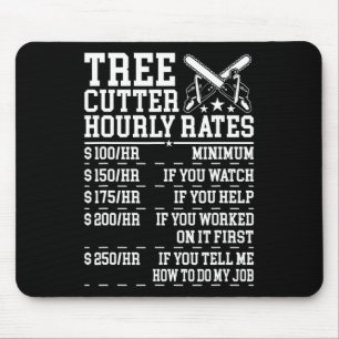 Tree Cutter Hourly Rate Funny Lumberjack Arborist Mouse Mat