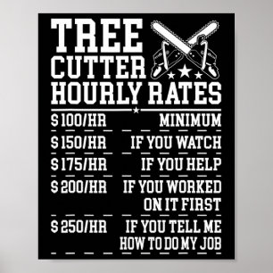 Tree Cutter Hourly Rate Funny Lumberjack Arborist Poster