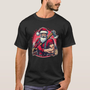 Tree Cutter Santa Funny Lumberjack Christmas Logge T-Shirt