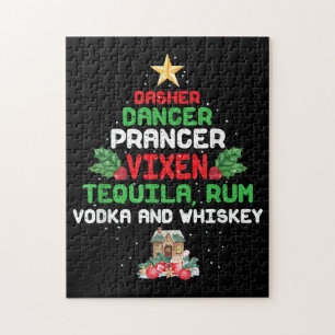 Tree Dasher Dancer Prancer Vixen Tequila Whiskey Jigsaw Puzzle