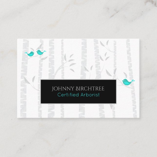 *~* Tree Doctor Blue Birds Arborist Birch Tree Business Card (Front)