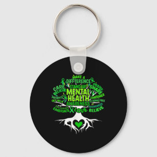Tree Drawing Word Art Mental Health Awareness Wome Key Ring