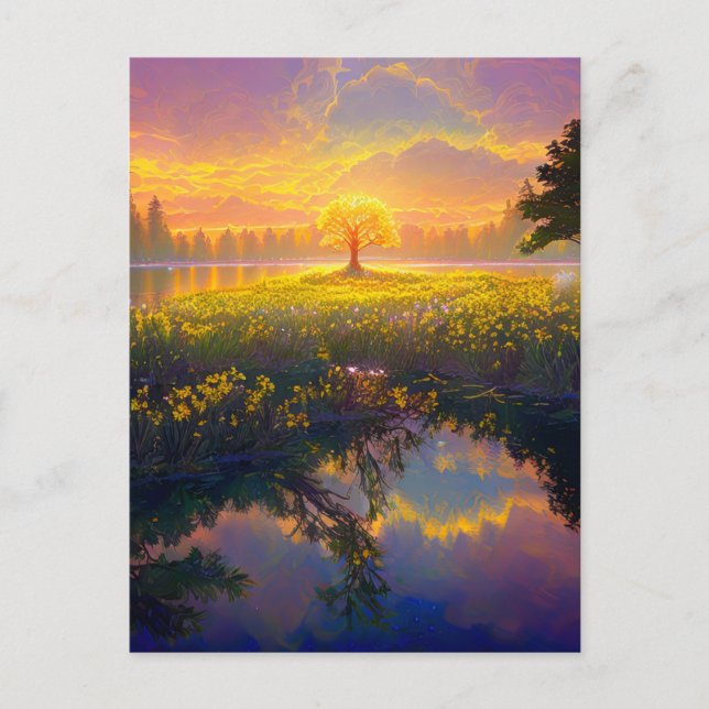 Tree Embracing the Magical Light Postcard (Front)