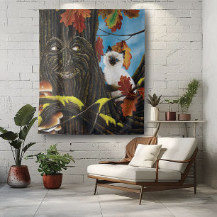 Tree Ent Cat Autumn Fantasy Tapestry