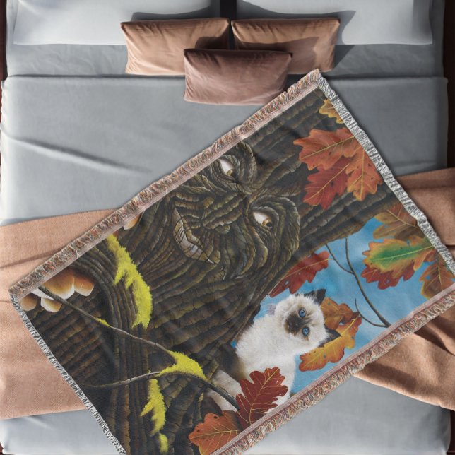 Tree Ent Cat Autumn Fantasy Throw Blanket (Creator Uploaded)