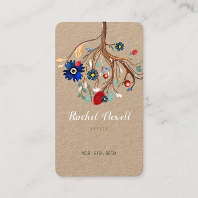 TREE FACEBOOK AND ETSY HANDMADE LOGO BUSINESS CARD (Front)