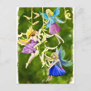 Tree Fairies on the Weeping Willow Postcard