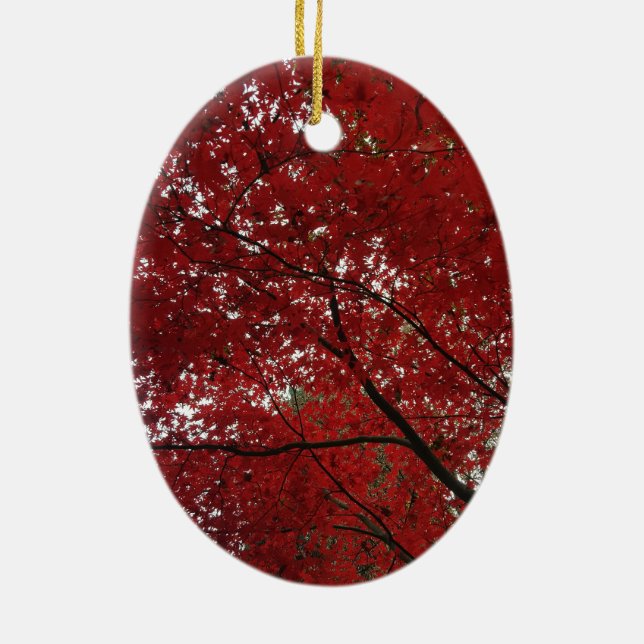 Tree Fall Season Red Brown Autumn Leaves Ceramic Tree Decoration (Back)