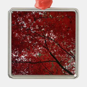 Tree Fall Season Red Brown Autumn Leaves Metal Tree Decoration