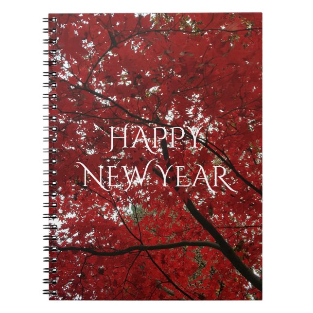 Tree Fall Season Red Brown Autumn Leaves Notebook (Front)