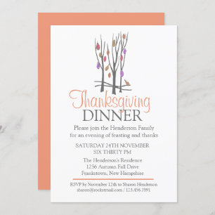 Tree Fall Thanksgiving Dinner invitation