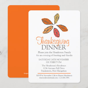 Tree Fall Thanksgiving Dinner orange invitation