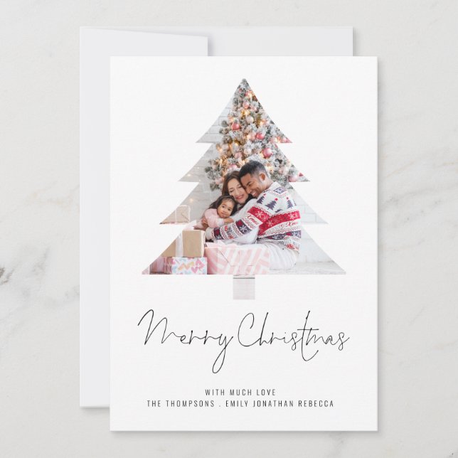 Tree Family Photo 2026 Calendar Merry Christmas  Holiday Card (Front)