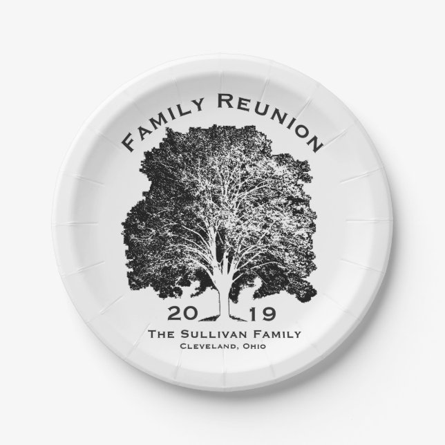 Tree Family Reunion Gathering Party Personalised Paper Plate (Front)