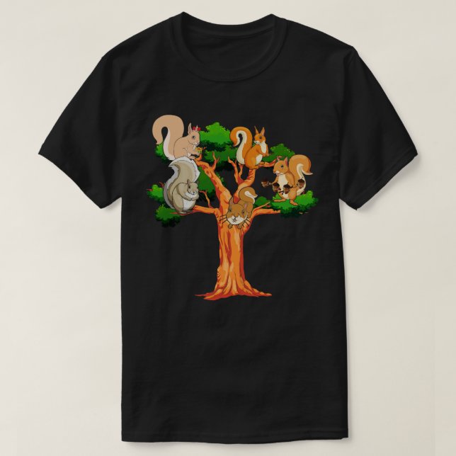 Tree Forest Animal Lover Nature Squirrel T-Shirt (Design Front)