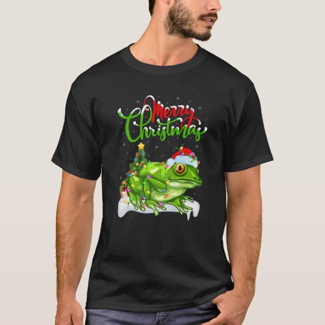 Tree Frog Animal Lover Xmas Lighting Tree Frog Chr T-Shirt (Front)